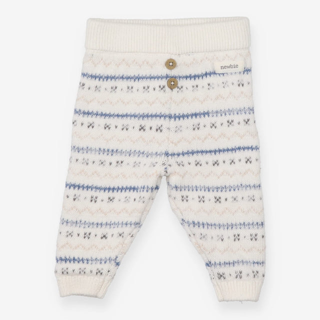 White and fairisle knit leggings