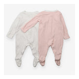 Sheep and pink stripe sleepsuit 2 pack