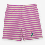 Shorts jersey purple stripe flower
