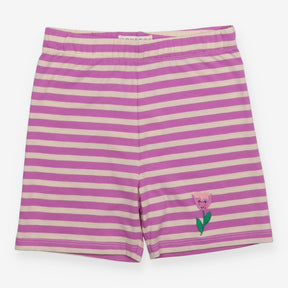 Shorts jersey purple stripe flower