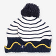 Knit Bobble Hat Navy Striped