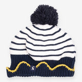 Knit Bobble Hat Navy Striped