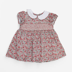 Smocked Dress Collared Ditsy