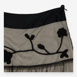 Black Crochet Flower Embroidered Mesh Midi Skirt