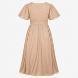 Dress V-Neck Flutter Sleeve Metallic Gold Sparkle