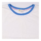 White Colour-Block Cuff Cotton T-Shirt