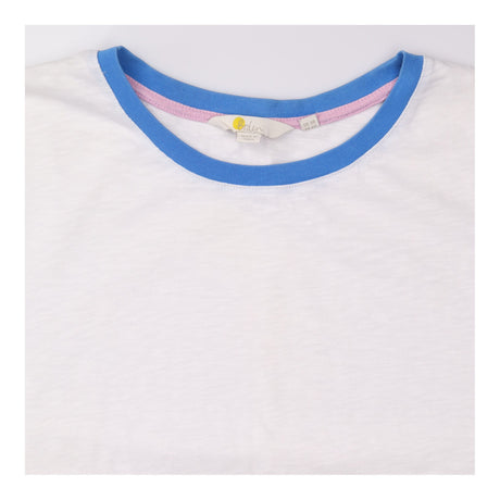 White Colour-Block Cuff Cotton T-Shirt