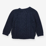 Navy Knit Sweater Brown Buttons 
