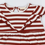 Dress sleeveless white and brown striped