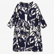 Midi Dress Navy Ivory Abstract Print Relaxed Fit