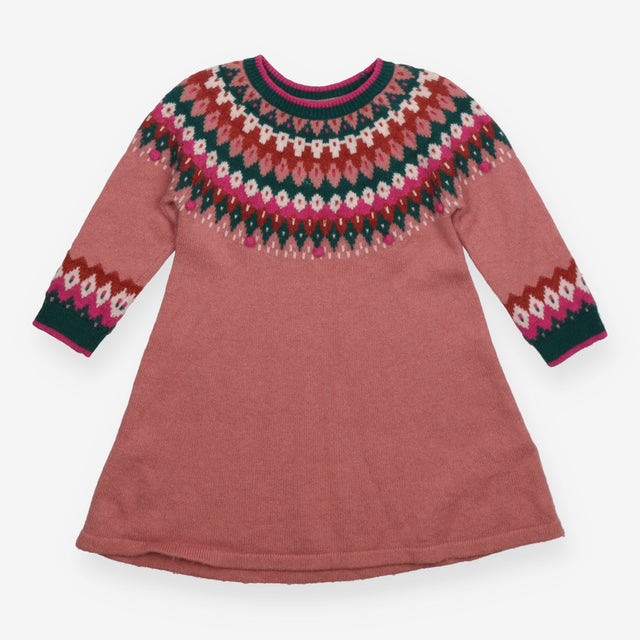 Knit Dress Pink with Fairisle