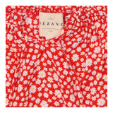 Blouse Red Ditsy Daisy Print Puff Sleeve Tie Front