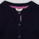 Cardigan Navy with Multicoloured Striped Sleeves