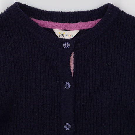 Cardigan Navy with Multicoloured Striped Sleeves