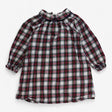 Dress Tartan Flannel Smocked High Neck