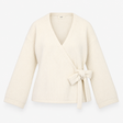 Wrap Cardigan Cream Textured Wool Blend Tie Waist