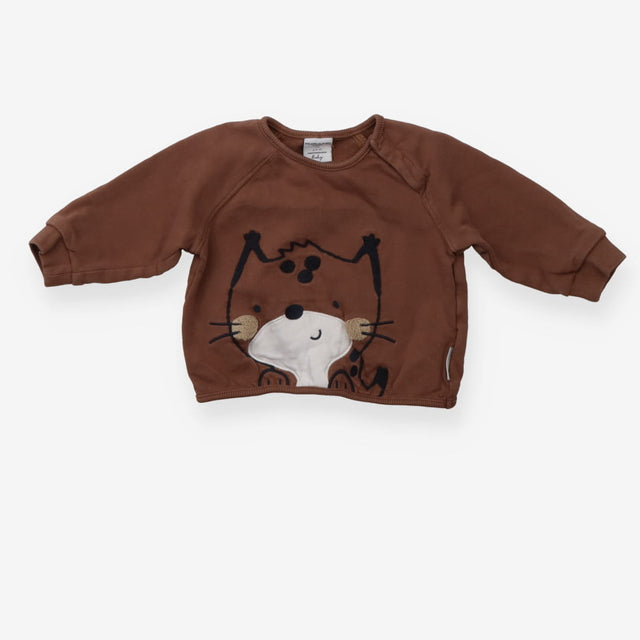 Sweater Brown Happy Leopard Applique