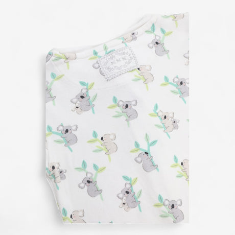 Sleepsuit zipped white koala green leaves