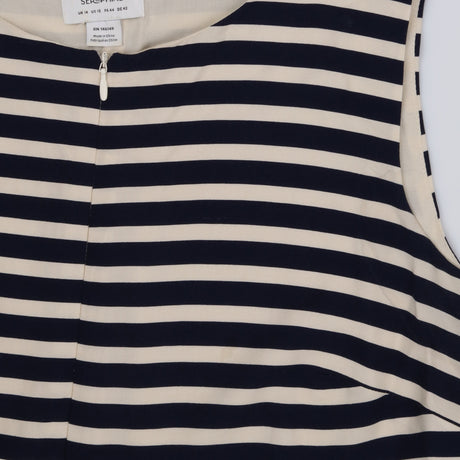 Dress Sleeveless Navy Cream Striped Midi Maternity