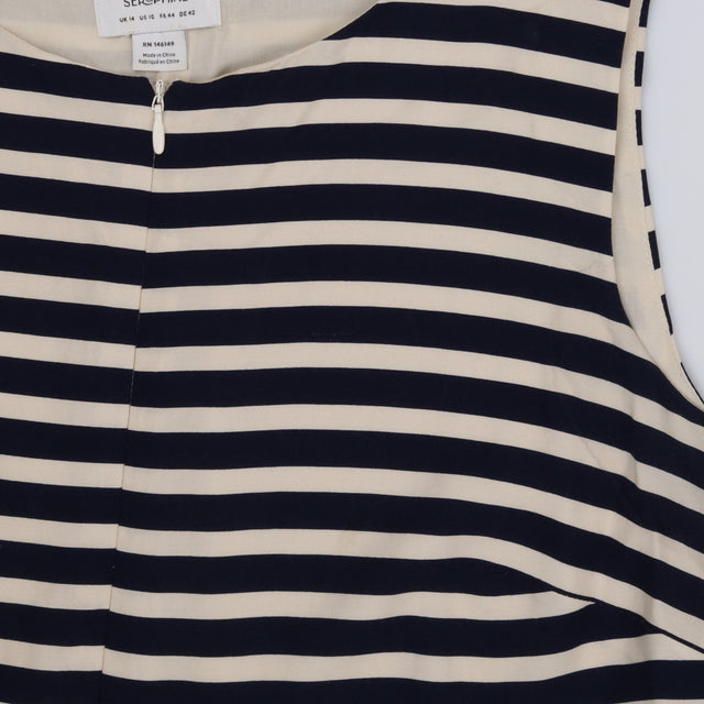 Dress Sleeveless Navy Cream Striped Midi Maternity