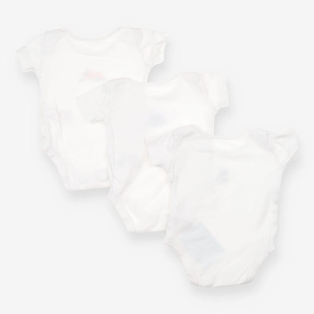 3 pcs bodysuits white with embroidered animals