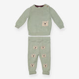 Green knit outfit with polar bears