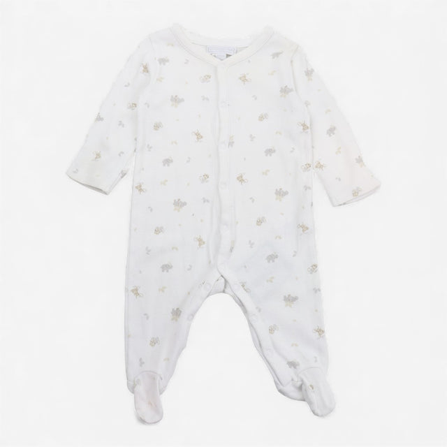 Sleepsuit White Jungle Animals and Leaves