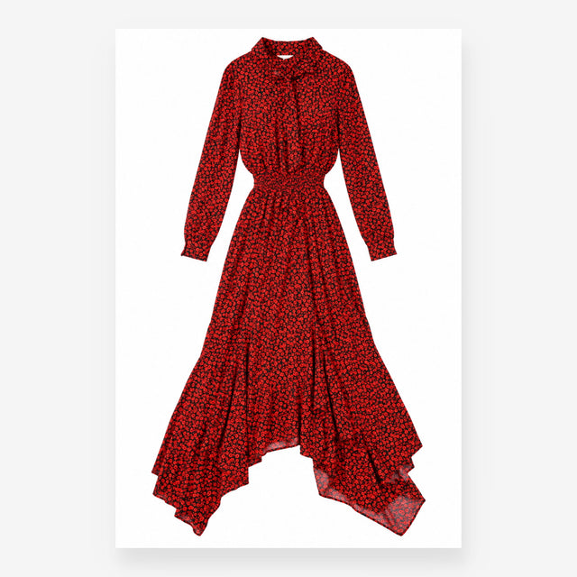 Maxi Shirt Dress in Red Floral Print