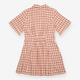 Pink Terracotta Gingham Short Sleeve Shirt Dress
