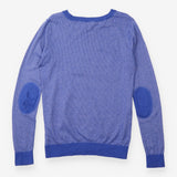 Blue and White Textured Wool-Blend Jumper