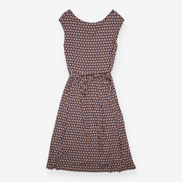 Dress Pink Burgundy Abstract Geometric Tie Waist M