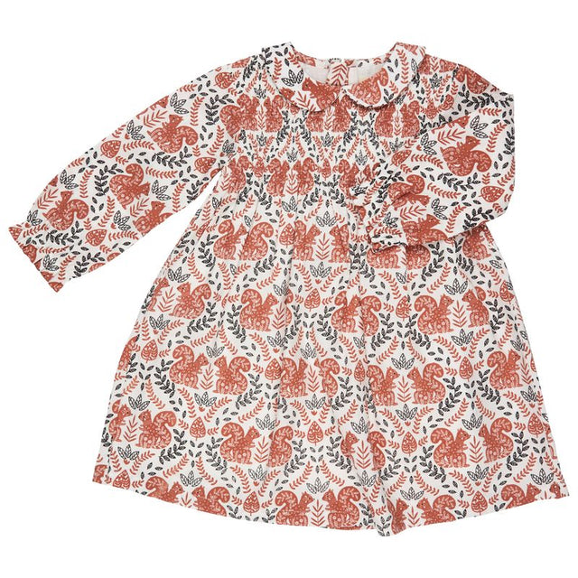 Smock Dress with Peter Pan Collar - Squirrel