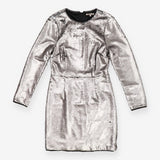 Two‑Tone Sequin Long Sleeve Silver Mini Dress – Fu