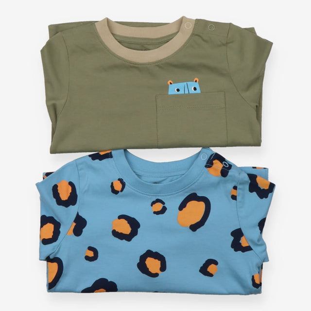 T-shirt Khaki and Blue Leopard Mix 2-Pack