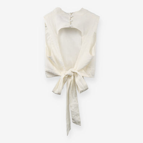 Linen Blend Tie Back Crop Top