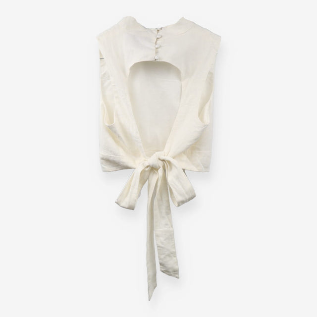 Linen Blend Tie Back Crop Top