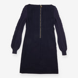 Wool Dress Navy Cable Knit Sleeve Shift