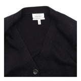 Cardigan Black Merino Wool V Neck Button Front