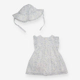 Dress blue flora and hat set