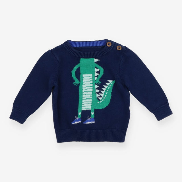 Sweater knitted blue dino body sneakers