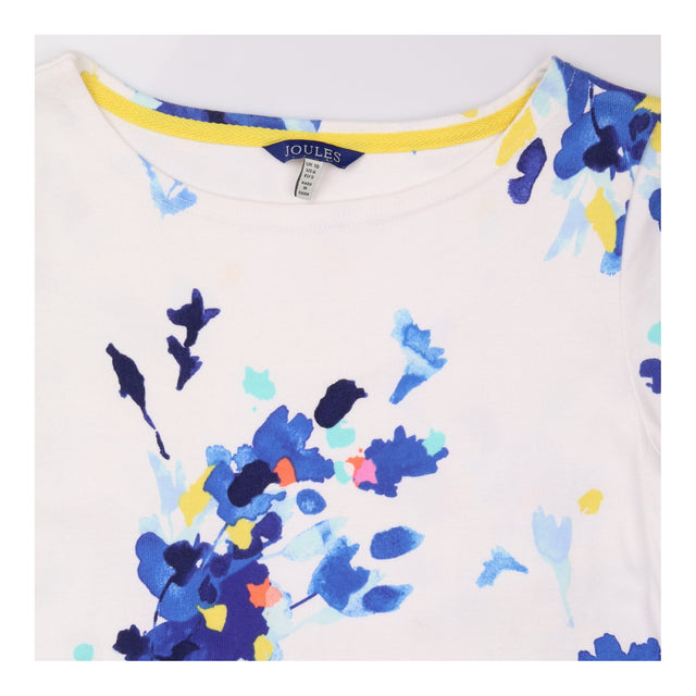 Abstract Floral Short Sleeve T-Shirt Dress White B