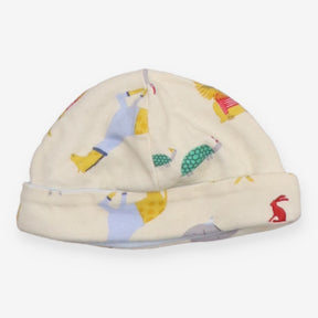 Baby hat cream with chilly animals