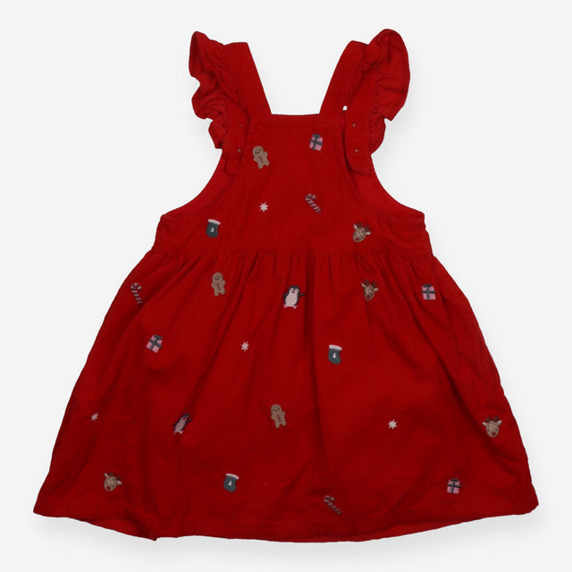 Cord red xmas pinafore 