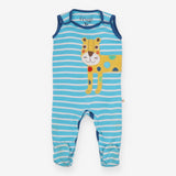 Footed Romper Turquoise and White Strips 