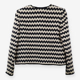 Jacket Navy Cream Chevron Woven Textured