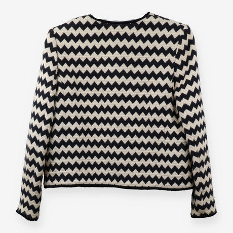 Jacket Navy Cream Chevron Woven Textured