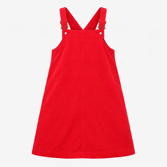 Cord Pinafore Dress Dungaree Red