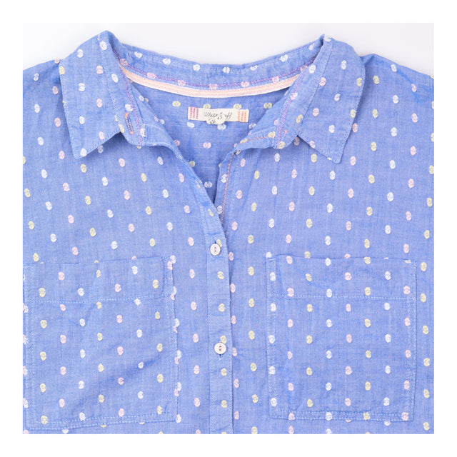 Shirt Blue Multi Pattern Organic Cotton Short Slee