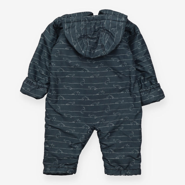 Footless Pramsuit Grey with White Lines 
