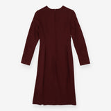 Burgundy sculpted long sleeve contour midi dress